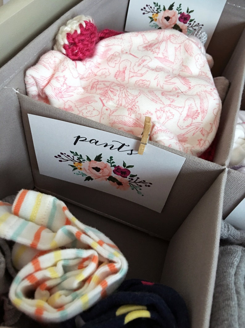 Floral Printable Baby Nursery Drawer Labels / Basket Labels Print ...