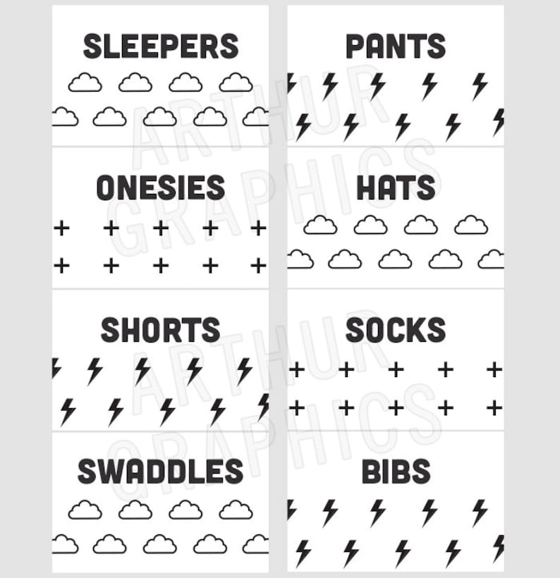 Modern Printable Nursery Drawer Labels / Basket Labels Print Yourself ...