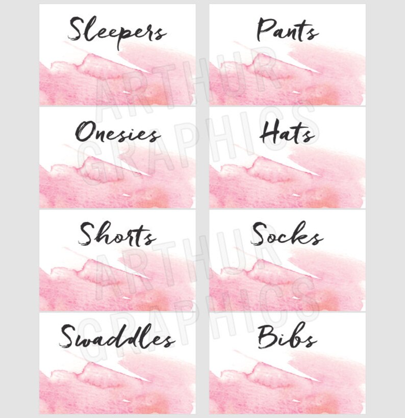 watercolor printable baby nursery drawer labels basket