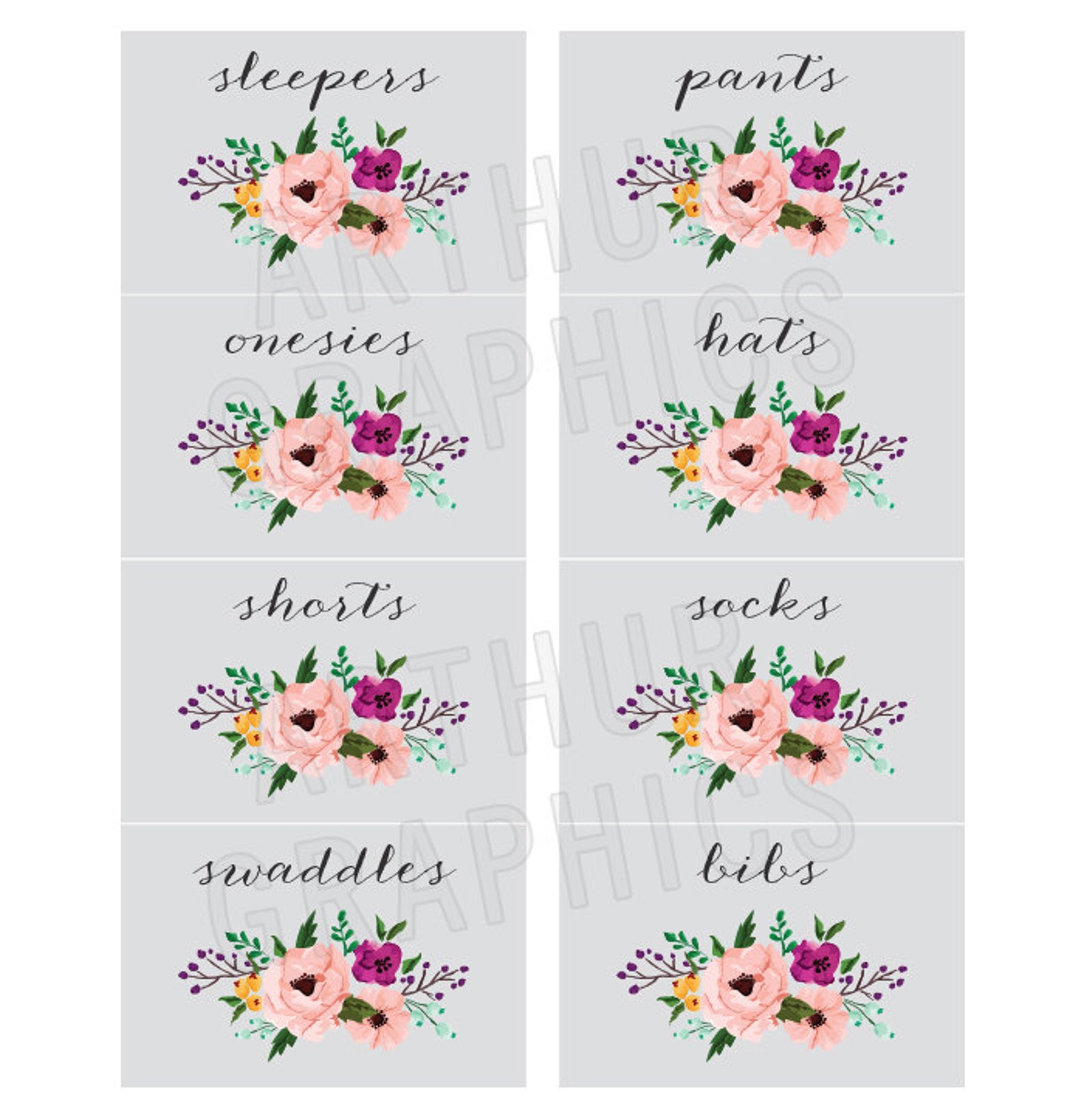 floral printable baby nursery drawer labels basket labels etsy