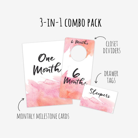 Combo Pack Watercolor Printable Baby Nursery Closet Dividers Etsy