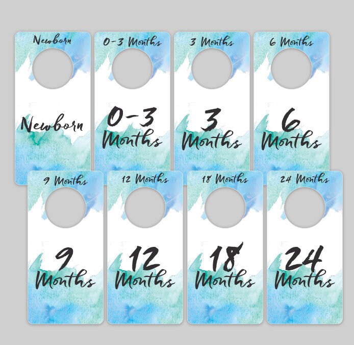 Watercolor Printable PDF Baby Nursery Closet Dividers &amp; Organizers ...