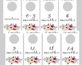 Floral Printable PDF Baby Nursery Closet Dividers and Organizers - print yourself - Baby Girl, Nursery Decor, Nursery Organization