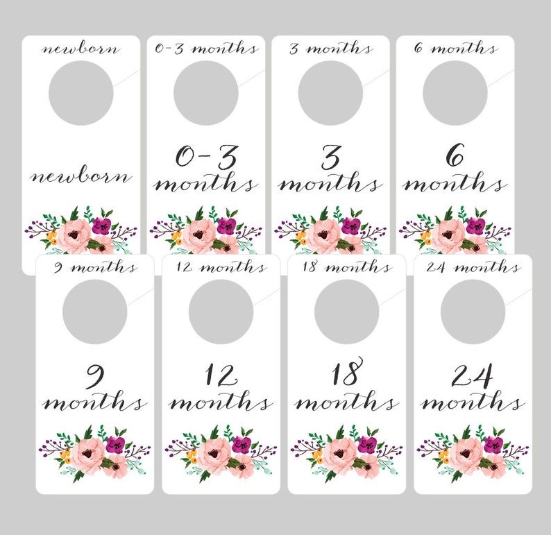 Floral Printable PDF Baby Nursery Closet Dividers and - Etsy
