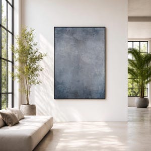 Minimalistischer Kunstdruck im Industrie chic, modernes Wandbild & distressed Dekor f. Loft Interior; urbane abstrakte Wandkunst in graublau