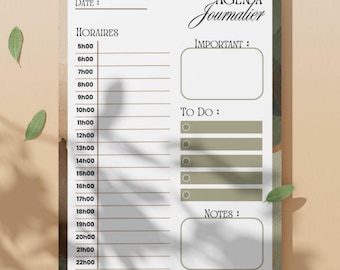 Tagesplaner PDF | A4-Planer zum Ausdrucken oder Digital | Tägliche Organisation, To-Do-Liste & Notizen