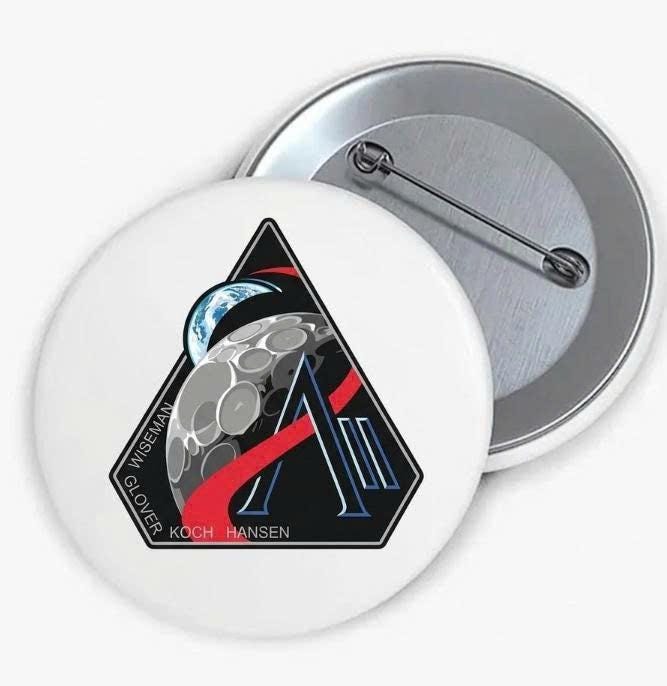 Nasa Pin Button Artemis II Mission Pin Button Accessory , NASA Space Graphic Pin ,back ...