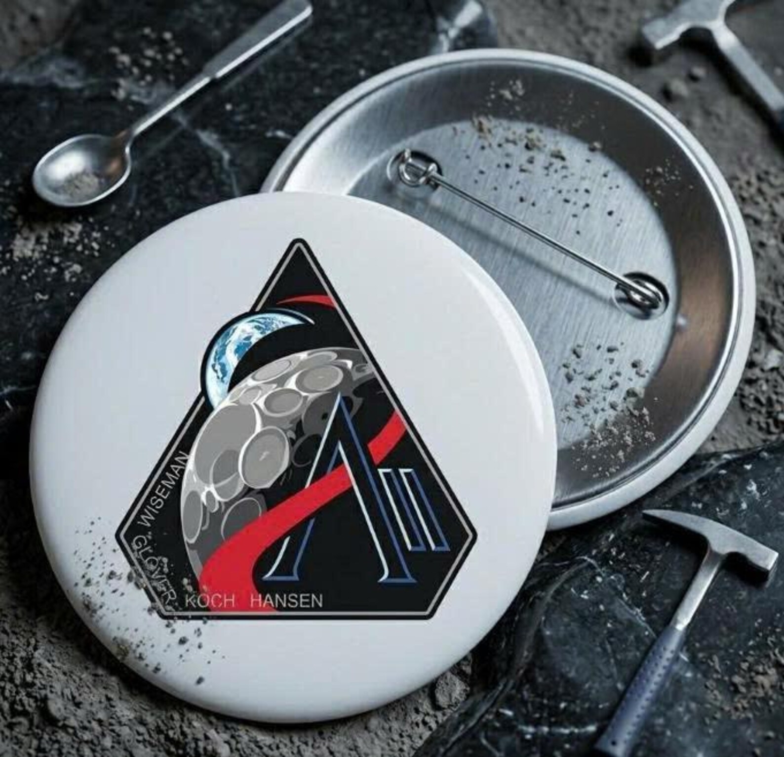 Nasa Pin Button Artemis II Mission Pin Button Accessory , NASA Space Graphic Pin ,back ...