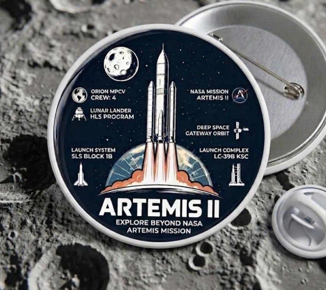 Nasa Pin Button Artemis II Shirt, NASA Lunar Mission Pin Button Decor , Moon Flyby ...