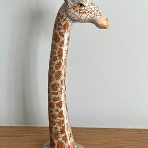 Unique, handmade Raku-fired ceramic giraffe