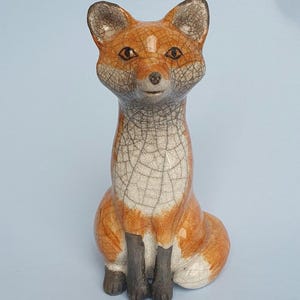 Unique, handmade Raku-fired ceramic red fox