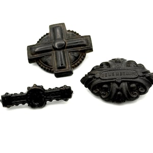 Collection de broches de deuil jet victorien
