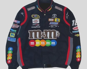 Giacca da corsa vintage per adulti NASCAR Giacca M&M completamente ricamata