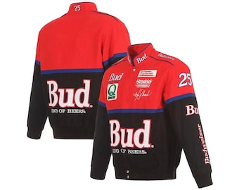 Chaqueta de carreras vintage NASCAR para adulto, totalmente bordada e impresa con tecnología de sublimación.