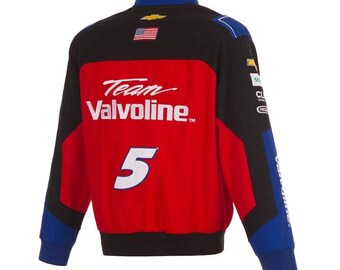 Chaqueta de carreras vintage para adultos de NASCAR, totalmente bordada, Valvoline