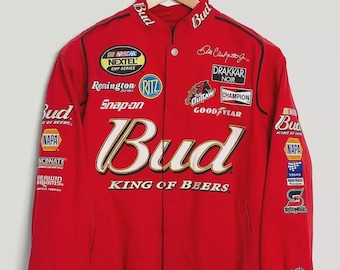Chaqueta vintage NASCAR para adultos con estampado completo BUDS