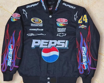 Chaqueta de carreras vintage para adultos de NASCAR, chaqueta retro bordada Royal Pepsi