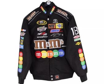 Chaqueta vintage NASCAR para adultos con bordado completo de M&M
