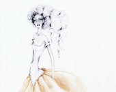 Original Fashion Illustration One of a Kind Gift for Her Fashion Wall Art Combination Painting Coffee Staining African American Art Fashion