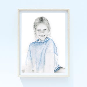Custom portrait, hand drawn one of a kind wall art. Pencil drawing, watercolor painting from your photo. Illustration, sketch gift for mom.