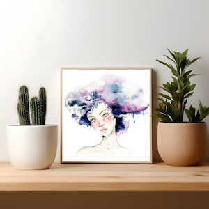 Modern Art Modern Wall Art Purple Art Print Minimalist Abstract Painting Purple Watercolor Print Abstract Paintings Abstract Print Girl Art image 4