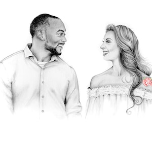 Custom custom couples portrait Valentines Day gift. Wedding anniversary engagement personalized couples art pencil drawing home wall decor