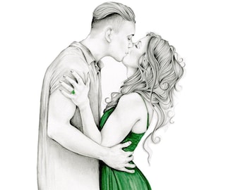 Personalisiertes Portrait Handgezeichnet von Foto Portrait Zeichnung Malerei Personalisiert Paare Original Hochzeit Geschenk Verlobung, Jahrestag Geschenke