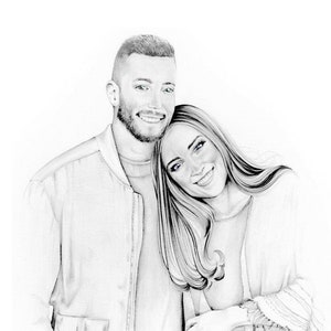 Custom custom couples portrait Valentines Day gift. Wedding anniversary engagement personalized couples art pencil drawing home wall decor image 2