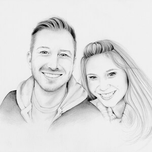 Custom custom couples portrait Valentines Day gift. Wedding anniversary engagement personalized couples art pencil drawing home wall decor image 8