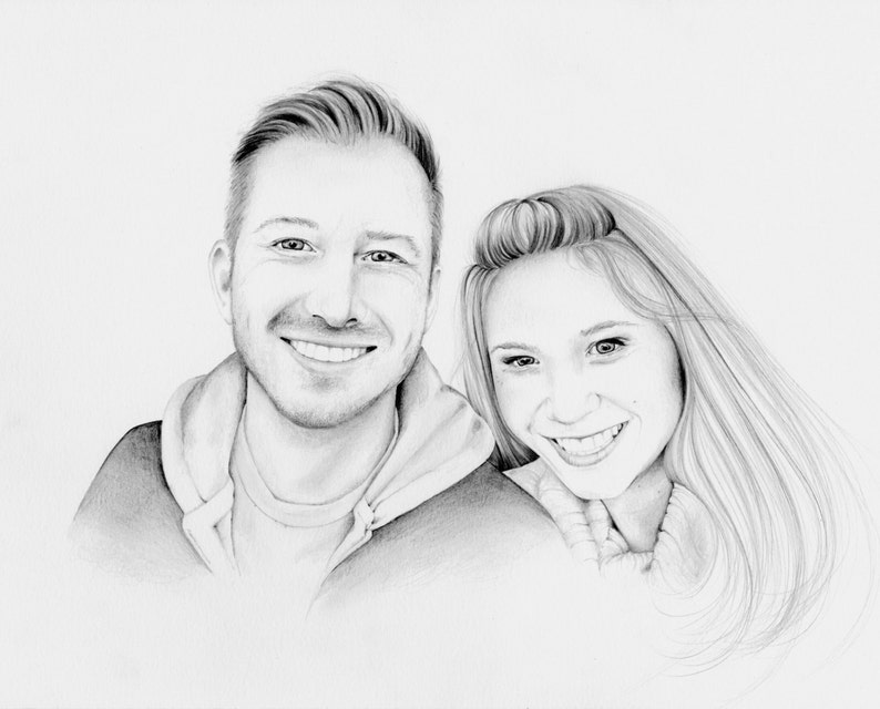 Custom custom couples portrait Valentines Day gift. Wedding anniversary engagement personalized couples art pencil drawing home wall decor image 8