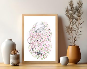 Pregnancy Loss Gift,  Stillborn Infant Baby Loss, Miscarriage Keepsake, Baby Memorial, Personalized Portrait