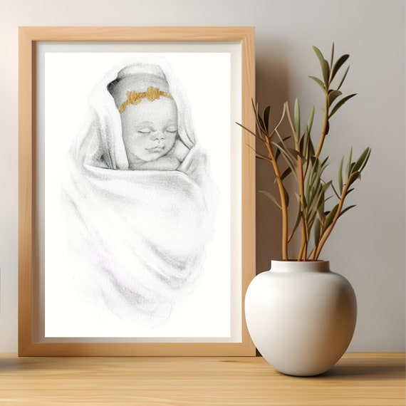 Custom Stillborn Baby Loss Gift Memorial Infant Pregnancy Miscarriage Portrait Tattoo Memory, Infant Loss Box Art Ultrasound Art Drawing