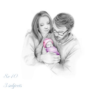 An example of my portraits. I took this photo of their precious moment.  Mom and dad wanted a portrait drawing, a memorial that they can proudly display in their home. One with a look of beauty and peace... My portraits are entirely personalized