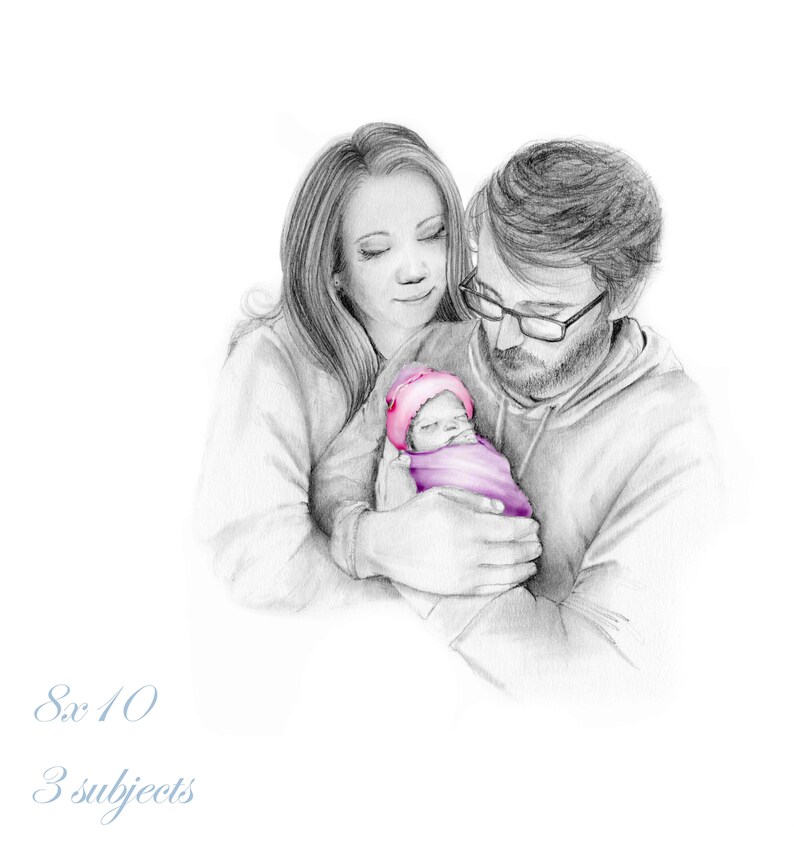 An example of my portraits. I took this photo of their precious moment.  Mom and dad wanted a portrait drawing, a memorial that they can proudly display in their home. One with a look of beauty and peace... My portraits are entirely personalized