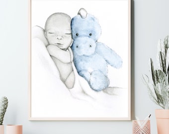 Stillborn baby gift for mom and dad Pregnancy loss memorial wall art home decor Custom portrait miscarriage infant loss Mother's day gift