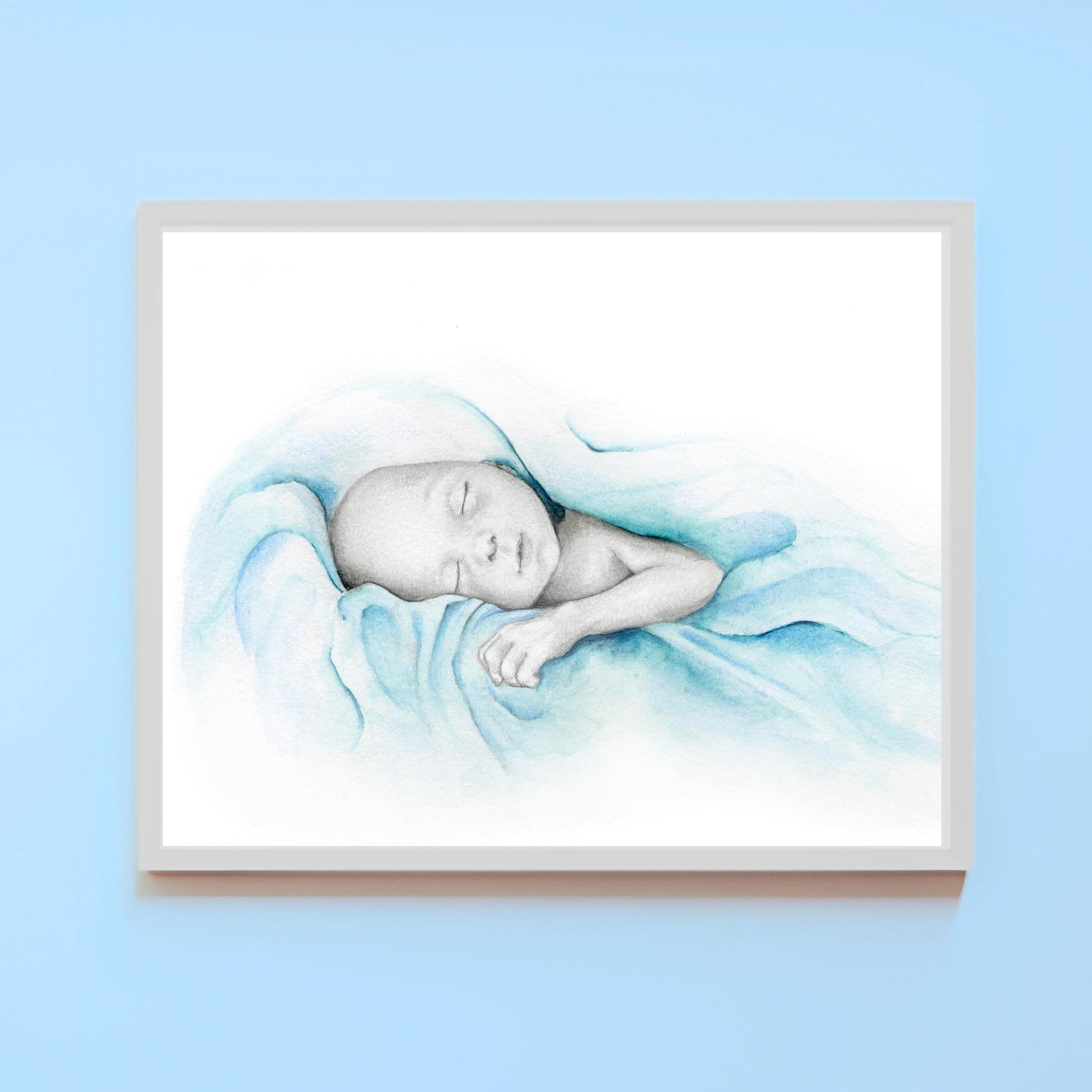Custom Stillborn Baby Memorial Portrait: Hand-Drawn Remembrance Art for Pregnancy Loss