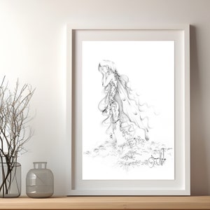 Let me know in the notes which fairy you would like Reproductions of my original minimalist pencil drawing. Now in Giclee and poster print paper. A beautiful modern minimalist fairy unique and highly detailed Will bring fantasy to any wall home decor