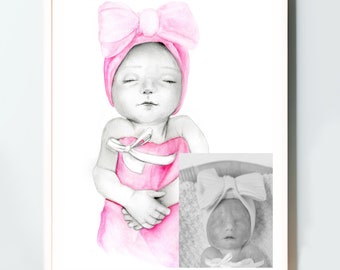 Stillborn baby gift for mom and dad Pregnancy loss memorial wall art home decor Custom portrait miscarriage infant loss Mother's day gift