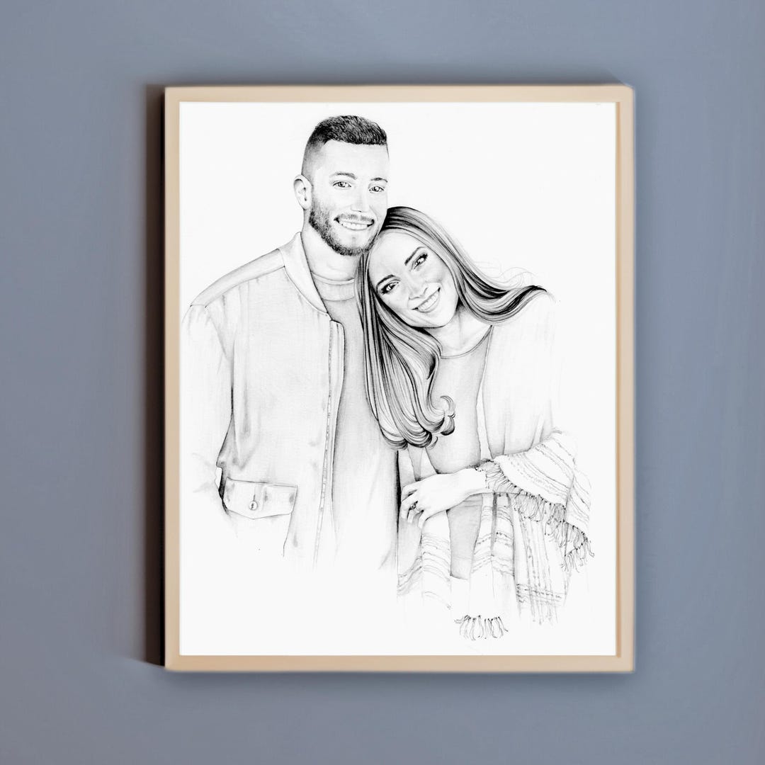 Couples Gift Custom Couples Portrait Art Gift Wife Girlfriend Wedding ...