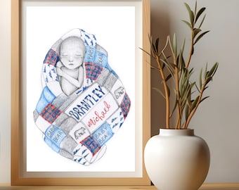 Father's Day stillborn baby gift for dad Pregnancy loss memorial wall art home decor Custom portrait miscarriage infant loss From son gift.