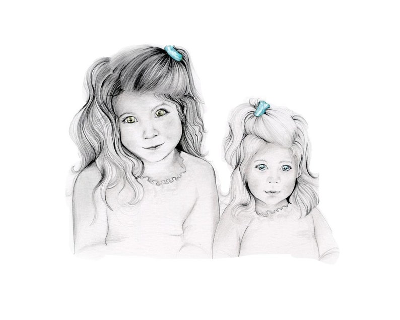 Pencil portraits drawing from your photo. A unique for mom. Commissioned portrait painting hand drawn art home decor wall art image 10