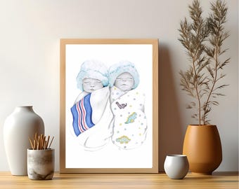 Custom Twins Portrait: Memorial Stillborn Baby Pencil Art for Pregnancy Infant Loss Miscarriage Stillbirth. Hand Drawn from your Photo.