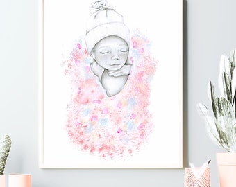 Custom portrait, miscarriage pregnancy baby loss, stillborn gift mom & dad A memorial hand drawn art pencil portrait drawing