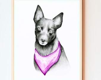 Personalized pet portrait, custom dog portrait gift ideas for dog mom and dad. Loss of pet memorial. Hand drawn minimalist drawing artwork