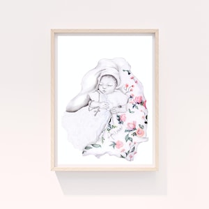 Stillborn baby gift Memorial, infant, pregnancy loss. Miscarriage stillborn son daughter loss Custom portrait drawing art grieving mom & dad
