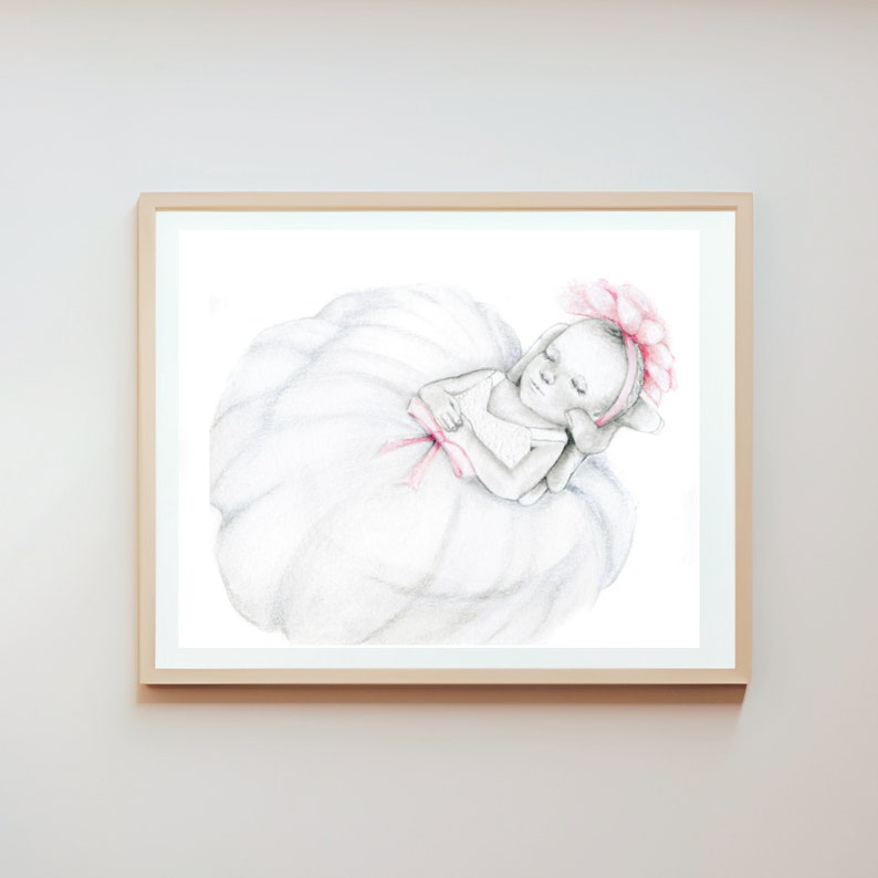 Stillborn baby gift for mom and dad Pregnancy loss memorial wall art home decor Custom portrait miscarriage infant loss Mother's day gift image 5