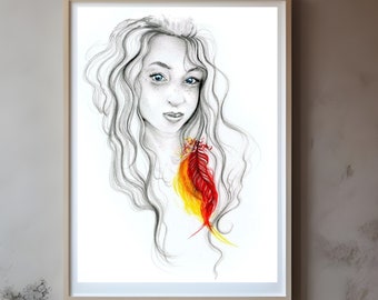 Portrait art commissioned for home decor, wall decor. Hand drawn custom pencil drawing painting from your photo.  Mom Christmas Gift