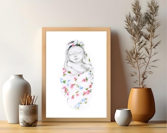 Pregnancy Loss Gift,  Stillborn Infant Baby Loss, Miscarriage Keepsake, Baby Memorial, Personalized Portrait