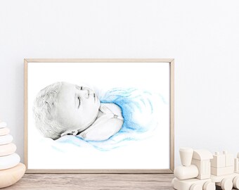 Stillborn baby gift for mom and dad Pregnancy loss memorial wall art home decor Custom portrait miscarriage infant loss Mother's day gift