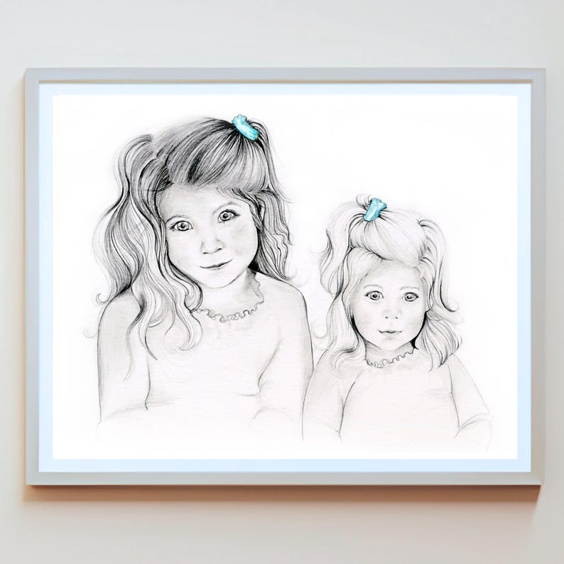 This was a custom portrait done for dad on Father's day. A  fun gift from his adorable kids. Hand drawn and painted. My portraits are entirely personalized.